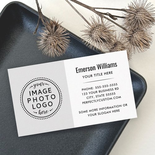 Modern minimal white and light gray custom logo business card