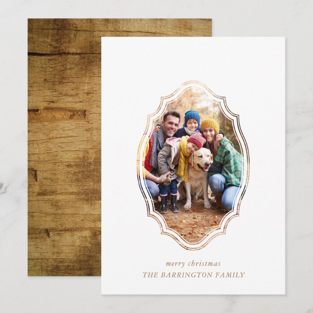 Modern Minimal White And Wood Photo (Front/Back)