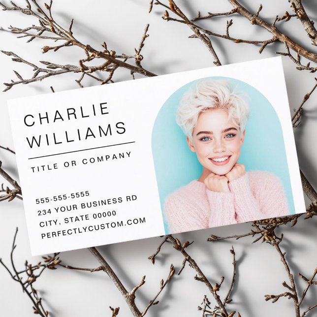 Modern minimal white arch photo frame business card (Modern minimal white arch photo frame business card)