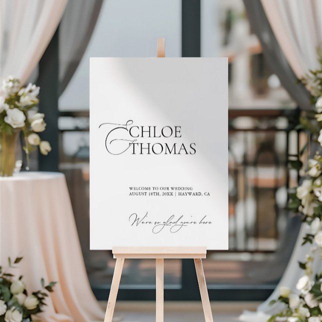 Modern Minimal White & Black Wedding Welcome Sign (Modern Minimal White & Black Wedding Welcome Sign)