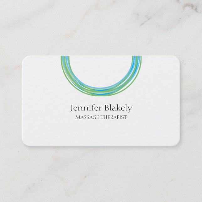 Modern Minimal White Blue Teal Circle Design Appointment Card (Front)