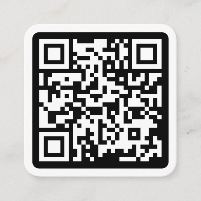 Modern minimal white custom QR code social media Square Business Card (Front)