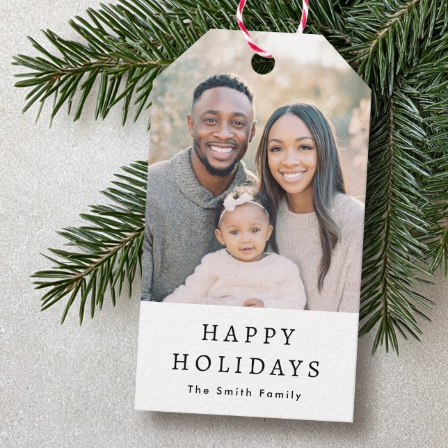 Modern minimal white Happy Holidays Gift Tags (Modern minimal white Happy Holidays Gift Tags)