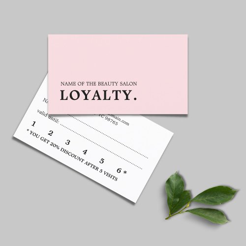 Modern Minimal White Pale Rose Beauty Loyalty Card