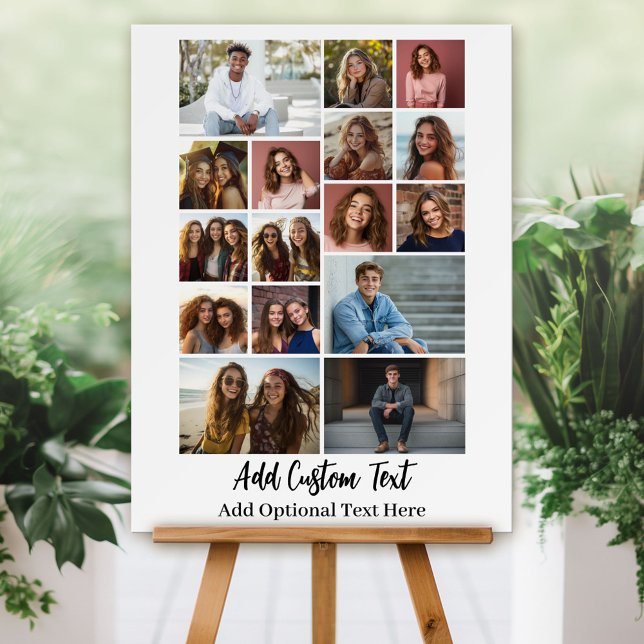 Modern Minimal White Party Sign - 16 Photo Collage (Custom Foam Board Sign - Photo Collage)