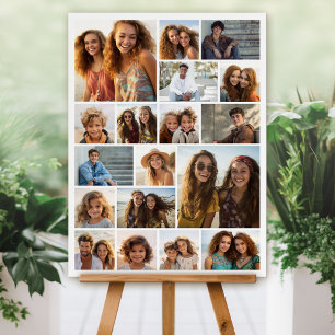 Modern Minimal White Party Sign - 18 Photo Collage