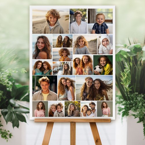 Modern Minimal White Party Sign - 20 Photo Collage