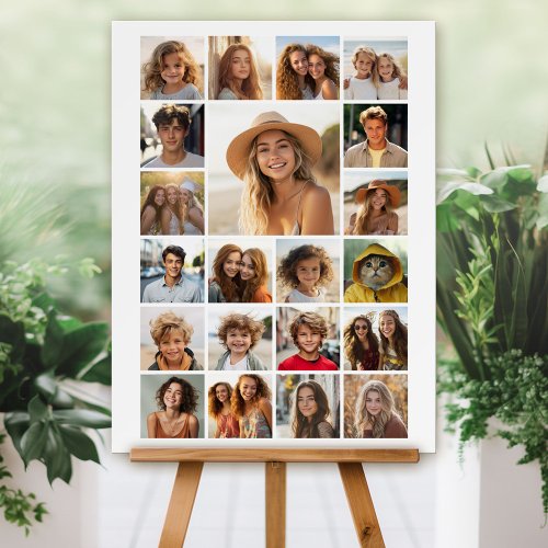 Modern Minimal White Party Sign - 21 Photo Collage