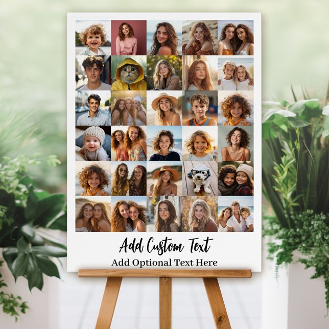 Modern Minimal White Party Sign - 30 Photo Collage (Custom Foam Board Sign - Photo Collage)