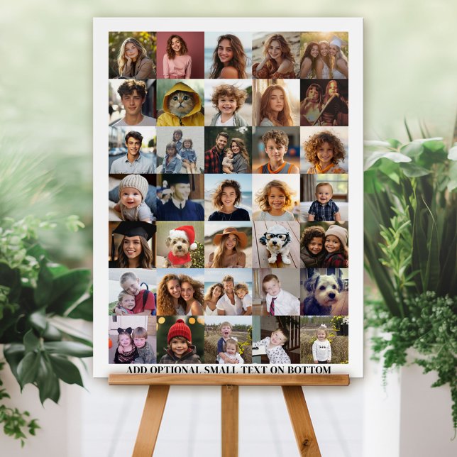 Modern Minimal White Party Sign - 35 Photo Collage (Custom Foam Board Sign - Photo Collage)
