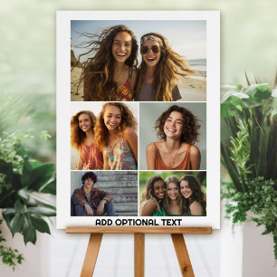 Modern Minimal White Party Sign - 5 Photo Collage 