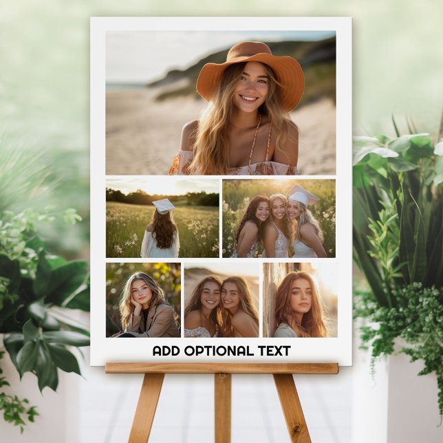 Modern Minimal White Party Sign - 6 Photo Collage  (Custom Foam Board Sign - Photo Collage)