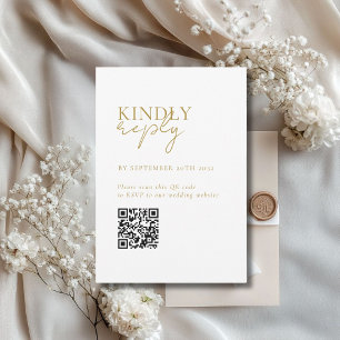 Modern, Minimal, White, QR Code Wedding RSVP Enclosure Card