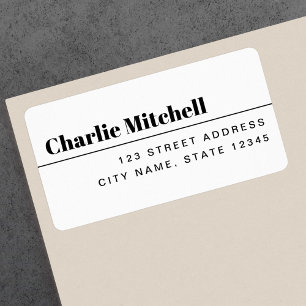 Modern minimal white return address label