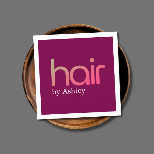 Modern Minimal White Rose Red Bold Hair Salon Square Business Card