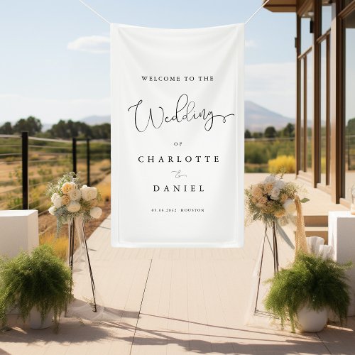Modern minimal white wedding banner