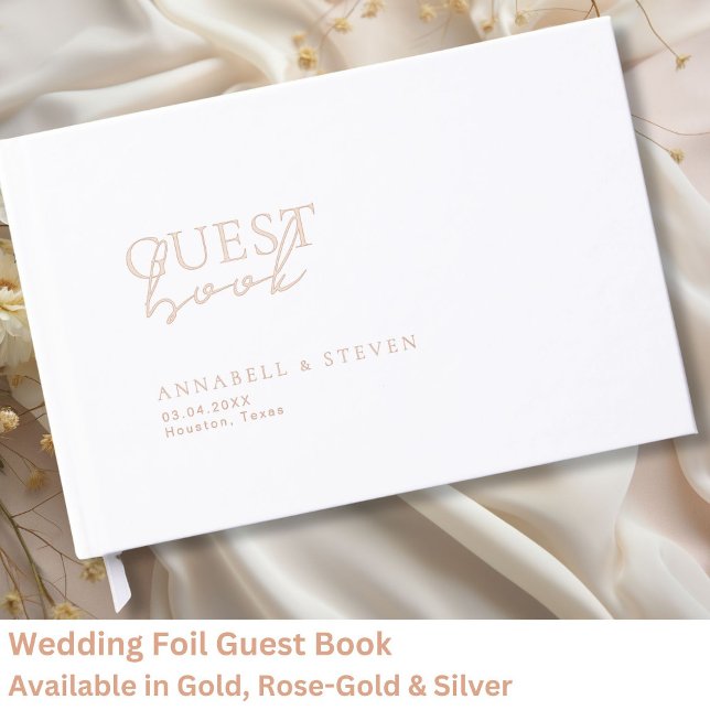 Modern, Minimal, White, Wedding Foil Guest Book (Modern, Minimal, White, Wedding Foil Guest Book)