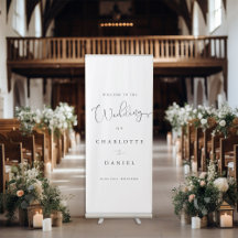 Modern, minimal, white wedding Retractable Banner