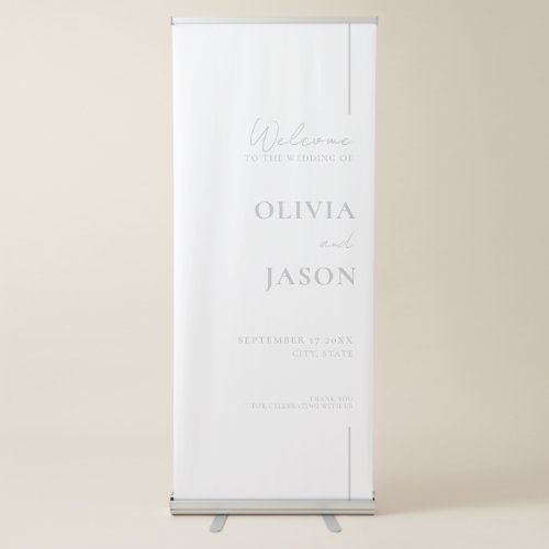 Modern Minimal White Wedding Welcome Retractable Banner