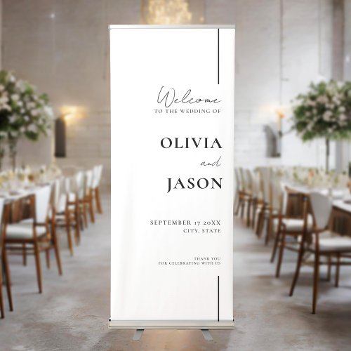 Modern Minimal White Wedding Welcome Retractable Banner