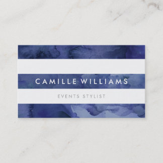 MODERN MINIMAL wide stripe fresh watercolor navy Business Card