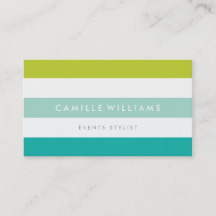 MODERN MINIMAL wide stripe pattern bright colorful Business Card