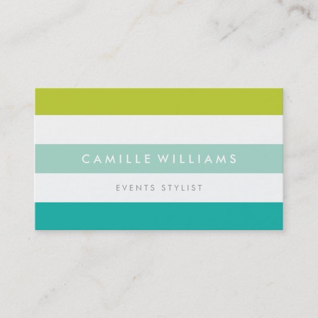 MODERN MINIMAL wide stripe pattern bright colorful Business Card (Front)