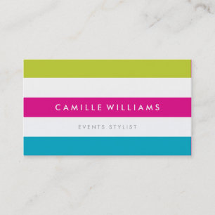 MODERN MINIMAL wide stripe pattern bright colorful Business Card
