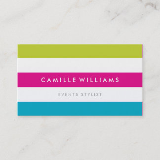 MODERN MINIMAL wide stripe pattern bright colorful Business Card