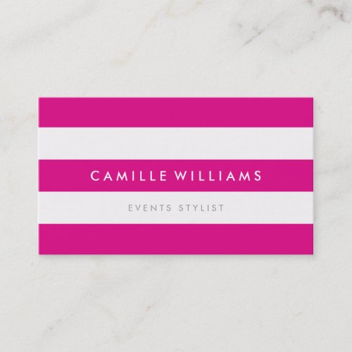MODERN MINIMAL wide stripe pattern bright hot pink Business Card