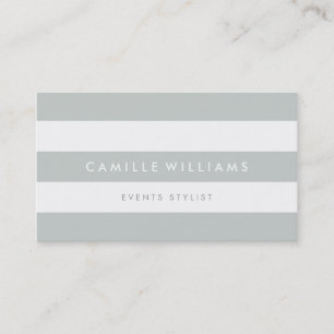 MODERN MINIMAL wide stripe pattern cool gray white Business Card