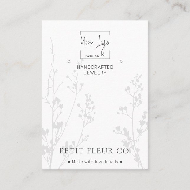 Modern Minimal Wildflowers QR Jewelry Display Card (Front)