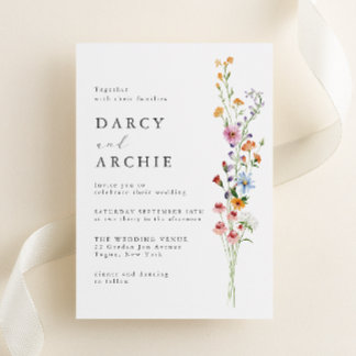 Modern Minimal Wildflowers Wedding Invitation