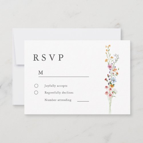 Modern Minimal Wildflowers Wedding RSVP Card