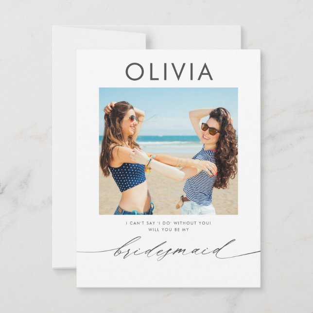 Modern Minimal Will You Be My Bridesmaid Photo (Front)