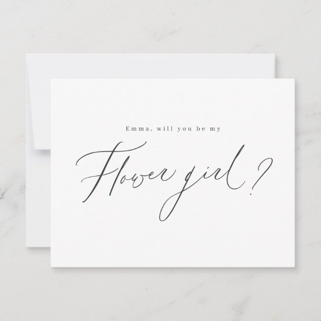 Modern minimal will you be my flower girl script invitation (Front)