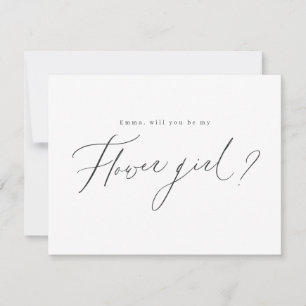 Modern minimal will you be my flower girl script invitation