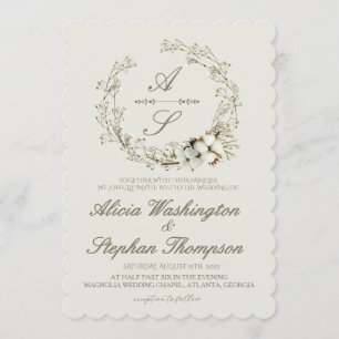 Modern Minimal Winter Floral Wedding Invitation