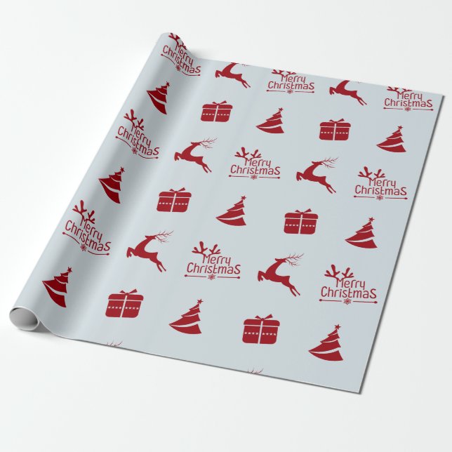 Modern minimal winter merry christmas gift  wrapping paper (Unrolled)