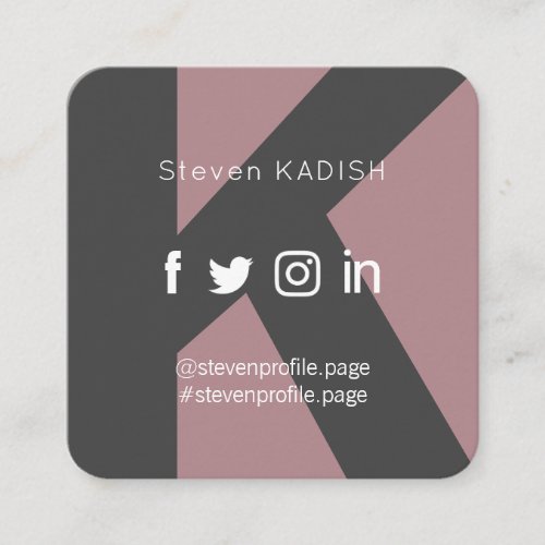 Modern minimal with monogram background rounded square business card