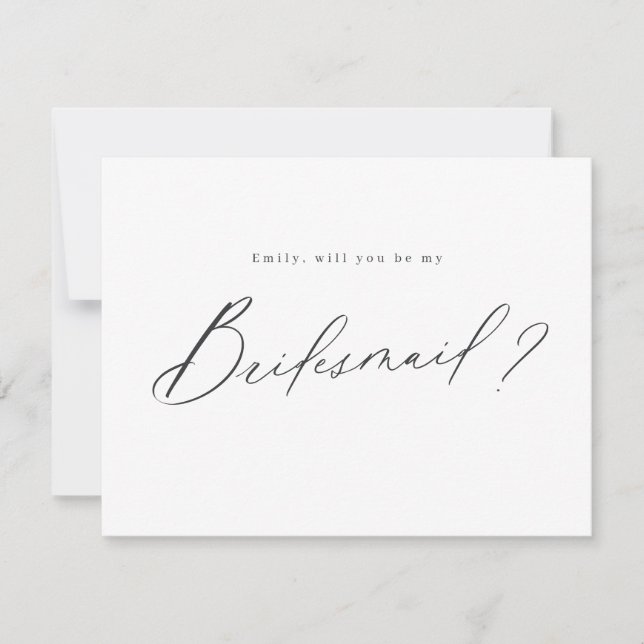 Modern minimal would you be my bridesmaid script invitation (Front)