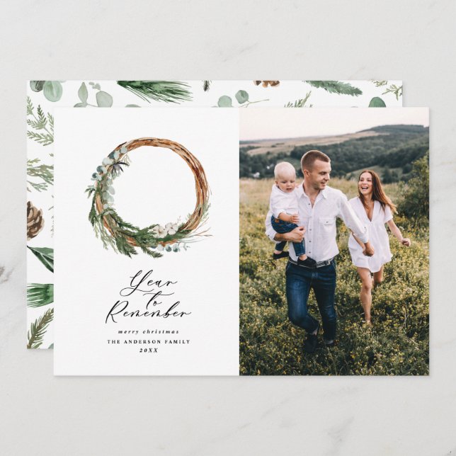 Modern minimal year to remember holiday botanical (Front/Back)