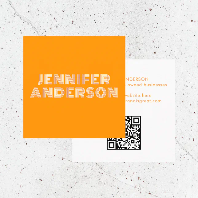 Modern Minimal Yellow Typography Custom QR Code Square Business Card ...