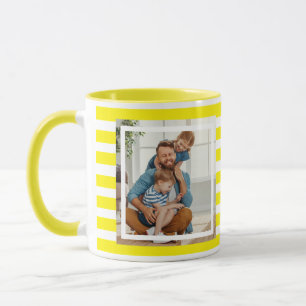 Modern minimal Yellow & White Stripes 2 photo Mug