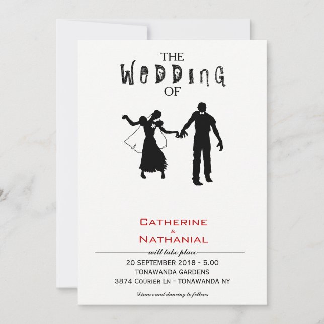 Modern Minimal Zombie Horde Wedding Invitation (Front)