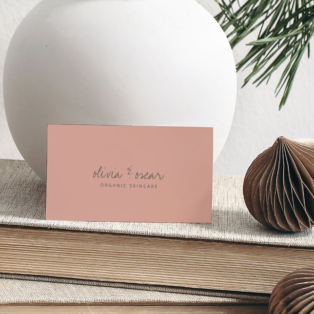 Modern MinimalHandwritten Script Dusty Rose Gray Business Card (Creator Uploaded)