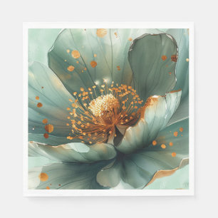 Modern Minimalis Emerald and White Wedding Napkins