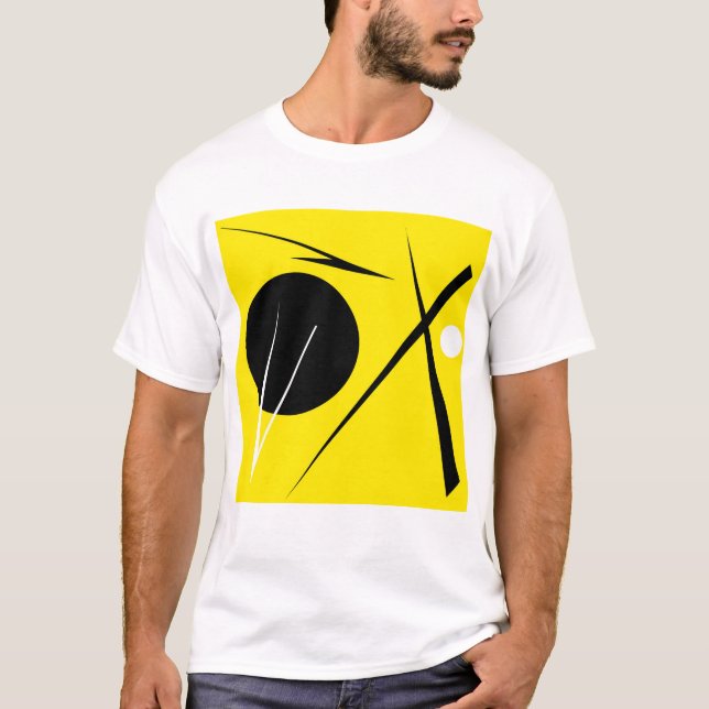 Modern Minimalism Abstract Art Yellow Black White T-Shirt (Front)