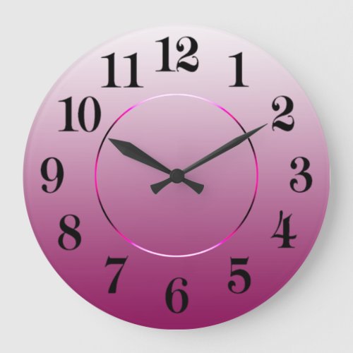 Modern Minimalism Berry Pink Arabic Numbers Large Clock