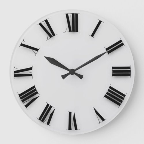 Modern Minimalism Black Gray Grey Roman Numbers Large Clock